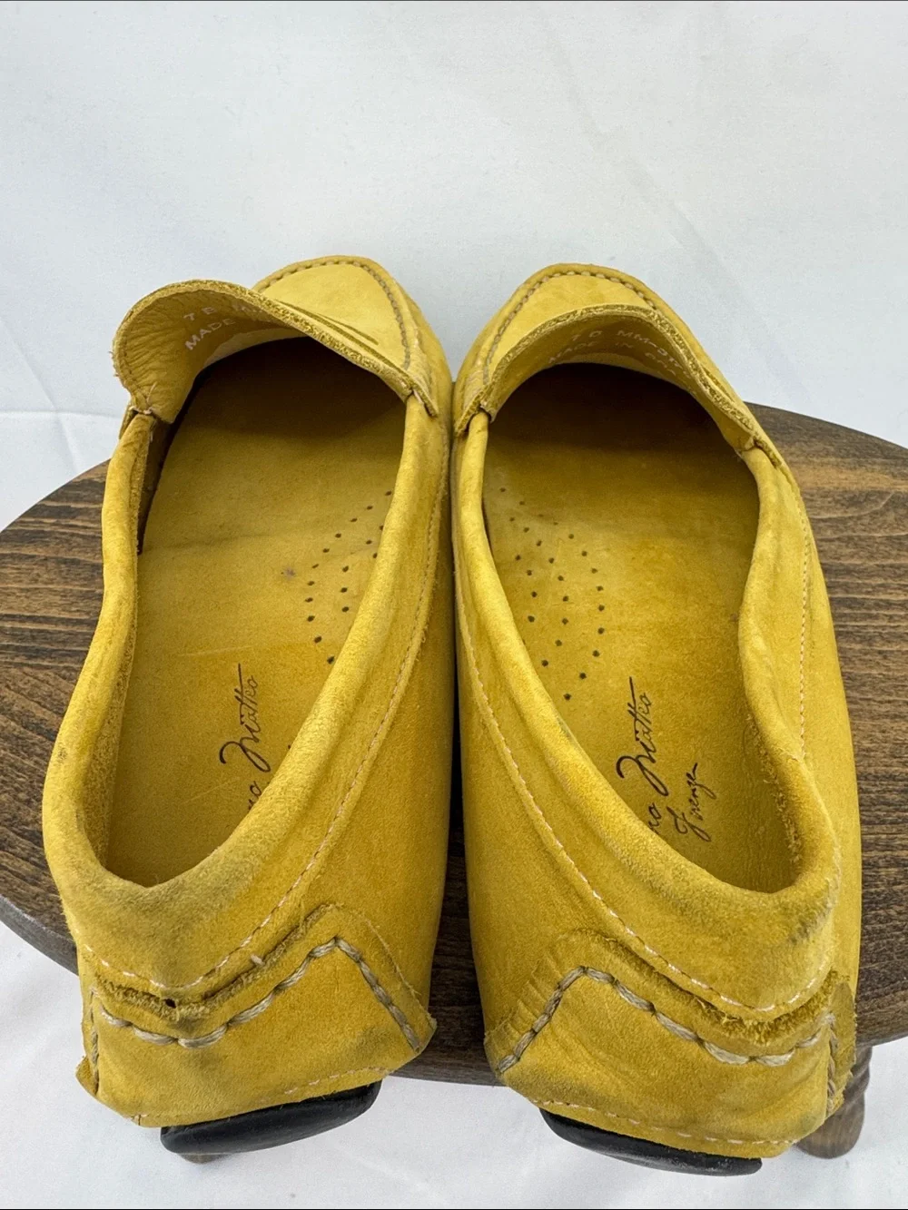Massimo Matteo Firenze Womens Yellow Leather Driving Mocs Penny Loafers, 7